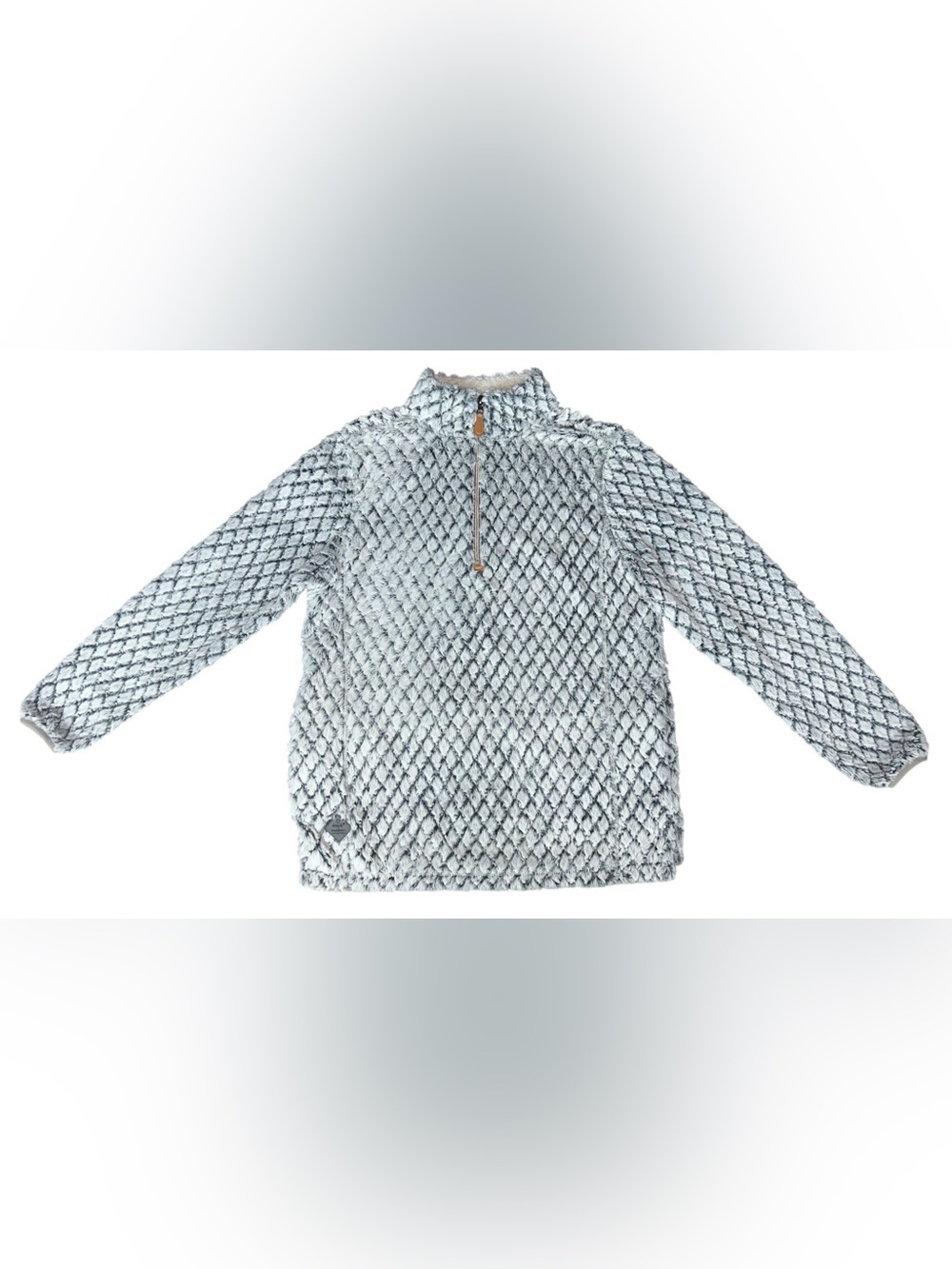 Simply Southern Gray Sherpa Fuzzy Soft Long Sleeve 1/4 Zip Pullover Pockets S